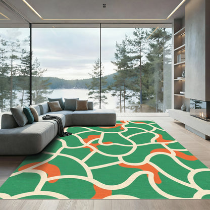 Organic Green Abstract Swirls Rug