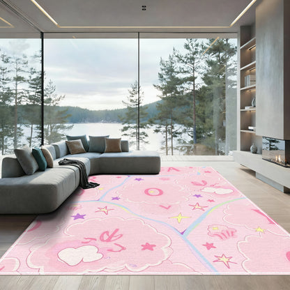 Pastel Pink Candy Cloud Alphabet Rug