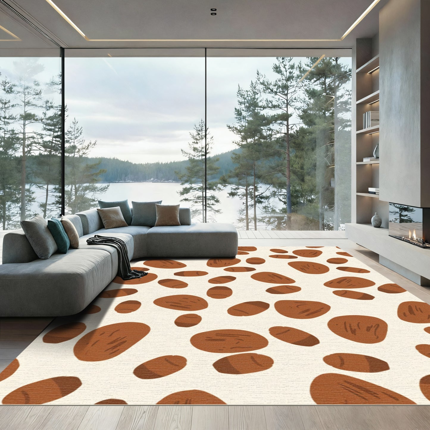 Brown Pebble Spot Organic Rug