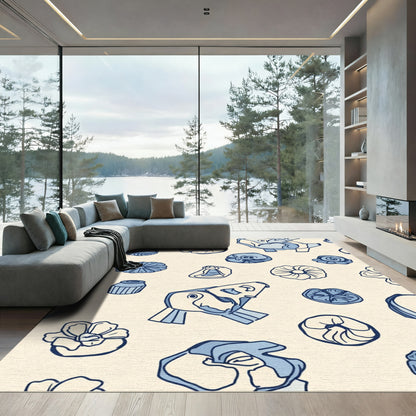 Pale Blue Ceramic Fossil Arrangement Rug