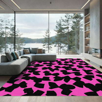 Hot Pink Black Abstract Bow Tie Rug