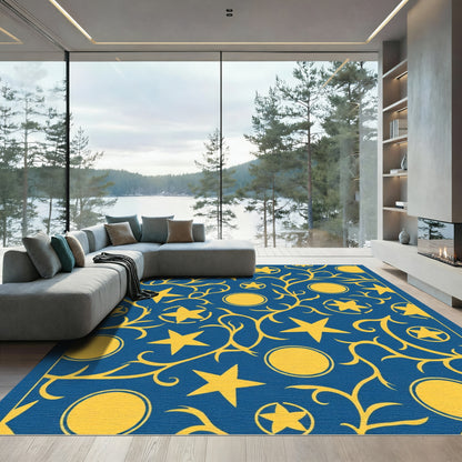 Golden Star Circles Vine Rug