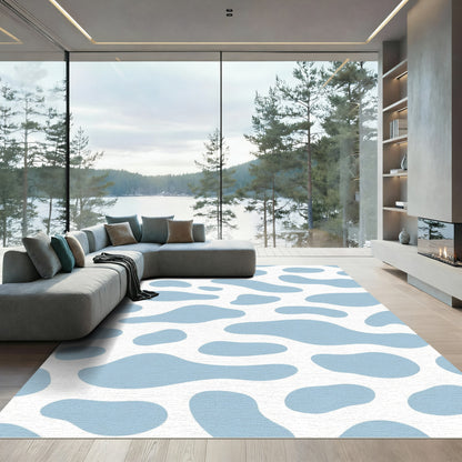Sky Blue Organic Blob Print Rug