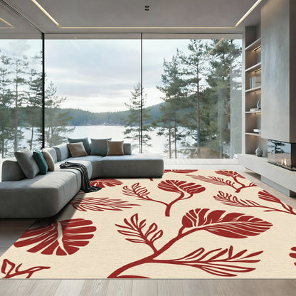 Crimson Foliage Botanical Whimsy Rug