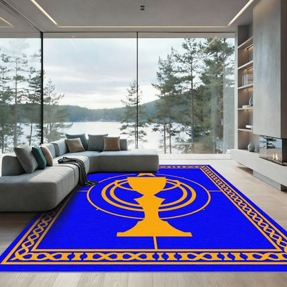 Golden Trophy Star Emblem Rug