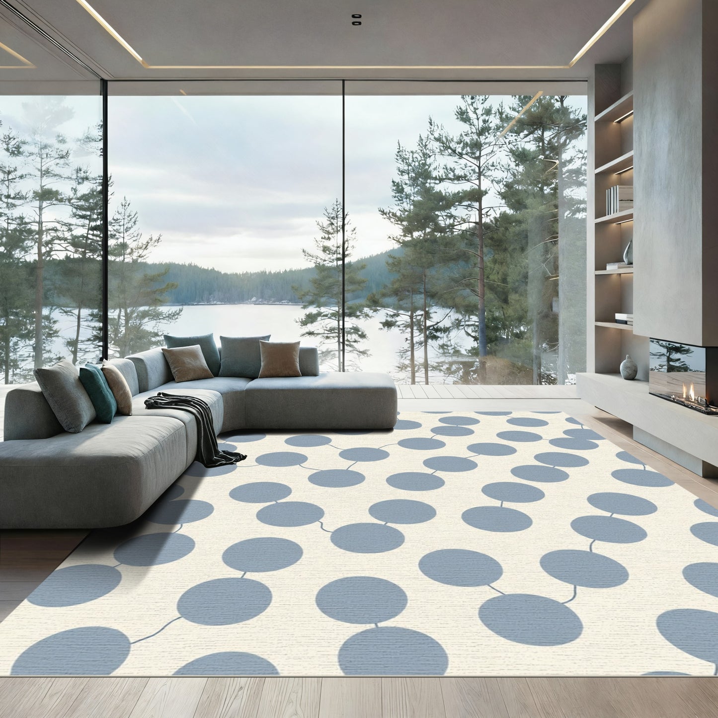 Subtle Blue Connect Dots Pattern Rug