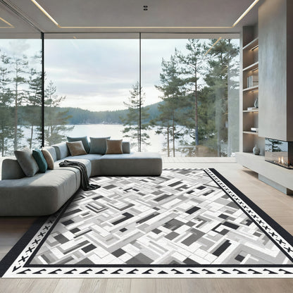 Monochromatic Abstract Geometric Maze Rug