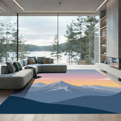 Serene Mountain Sunset Cloudscape Rug