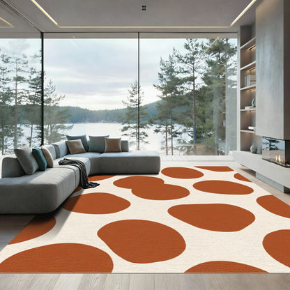 Burnt Orange White Abstract Blob Rug