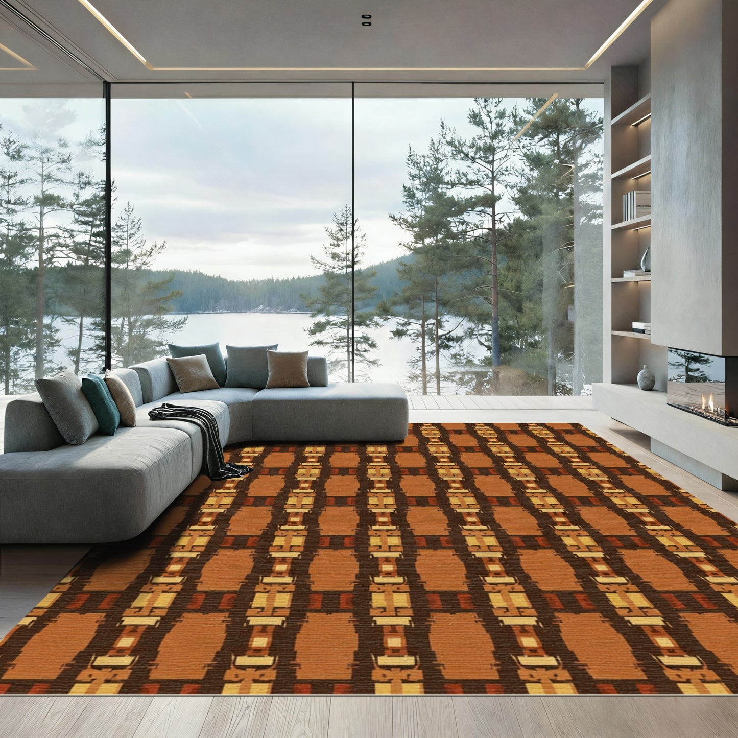 Earthy Tones Vertical Geometric Weave Rug