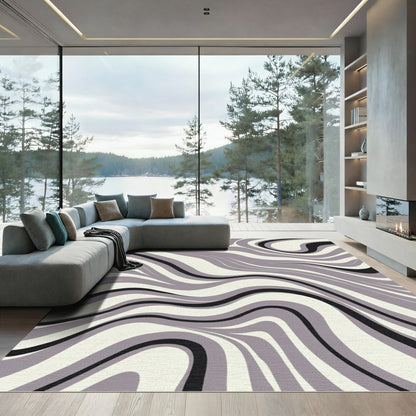 Gray White Black Swirling Lines Rug