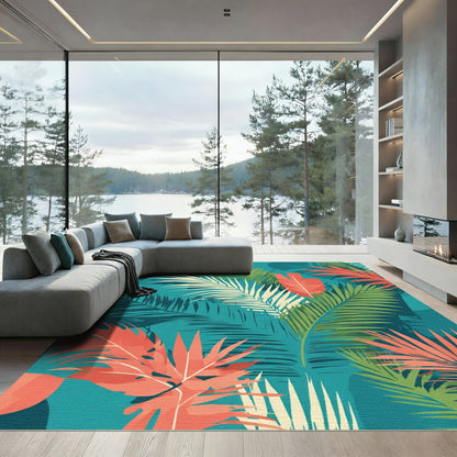 Tropical Leaf Paradise Collage Rug