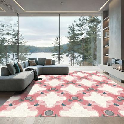 Pink Geometric Quatrefoil Medallion Rug