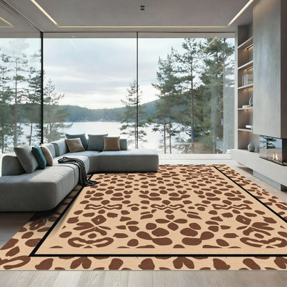 Brown Floral Symmetry Lattice Rug