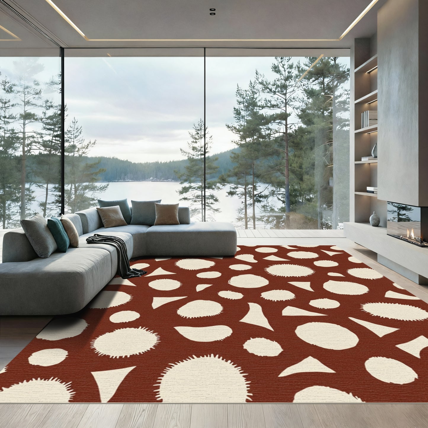 Terracotta Cream Organic Organic Shapes Rug