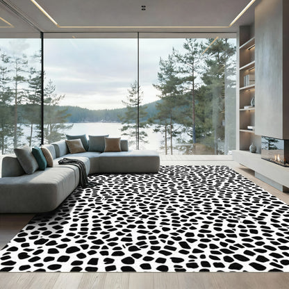 Black White Spotty Organic Shape Rug