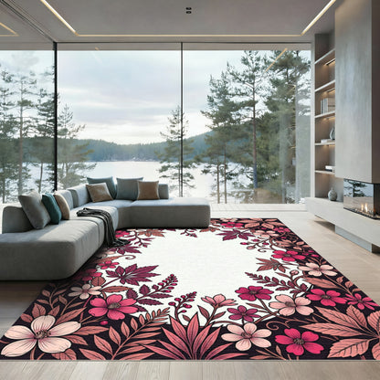 Crimson Berry Blossom Vines Rug