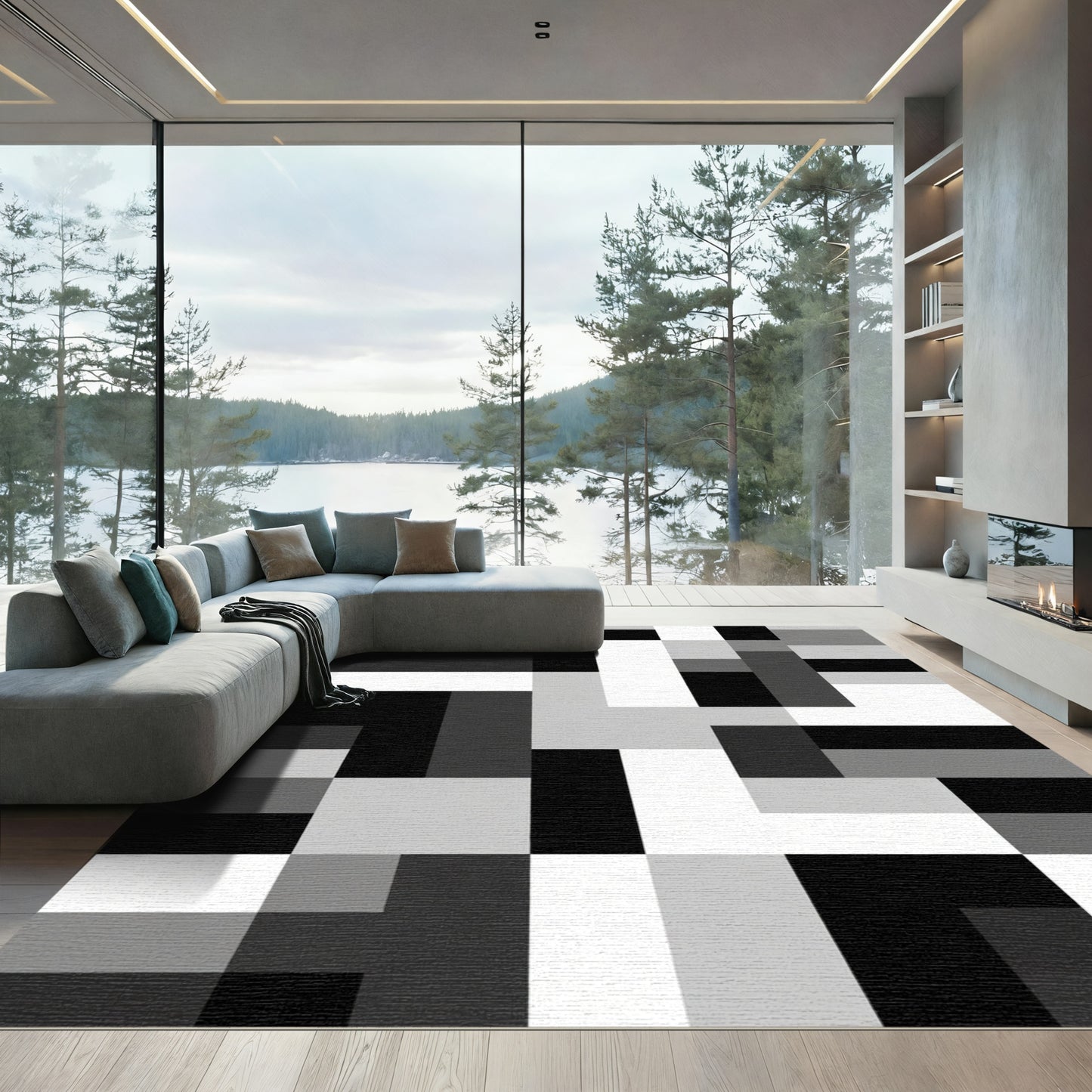 Monochromatic Geometric Blocks Arrangement Rug