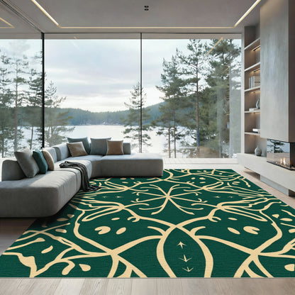 Emerald Botanical Swirl Medallion Rug