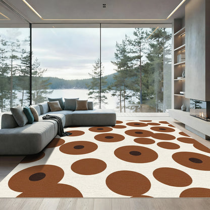 Brown Circles Scatter Contemporary Art Rug