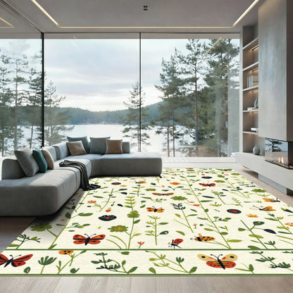 Whimsical Butterfly Garden Print Rug