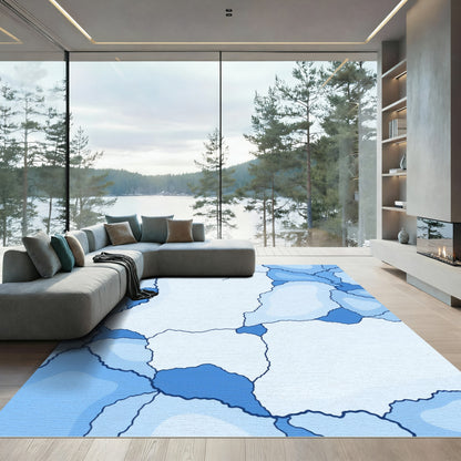Cool Blue Irregular Shapes Rug