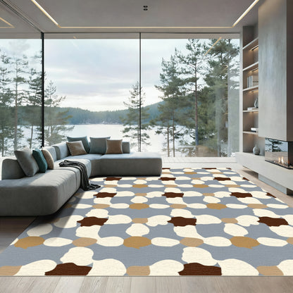 Muted Tones Abstract Organic Grid Rug