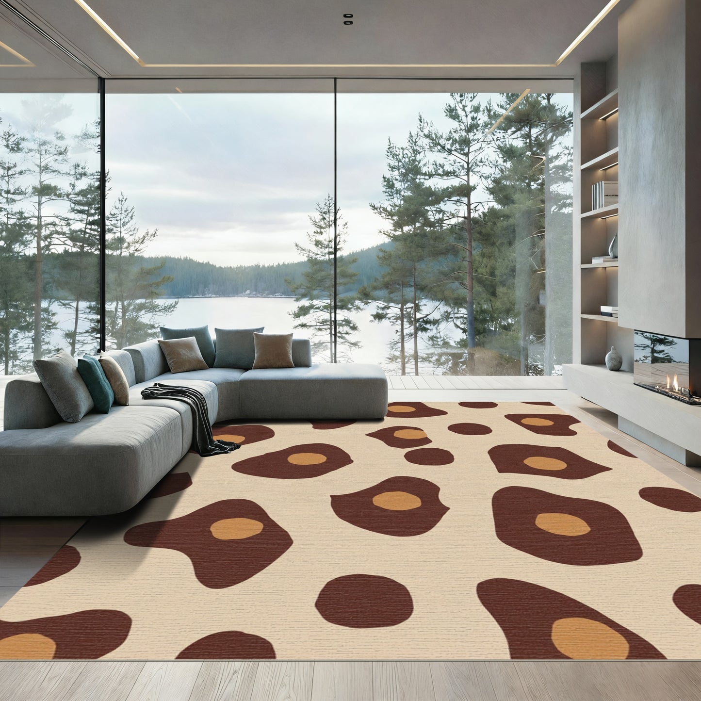 Brown Tan Animal Spots Rug