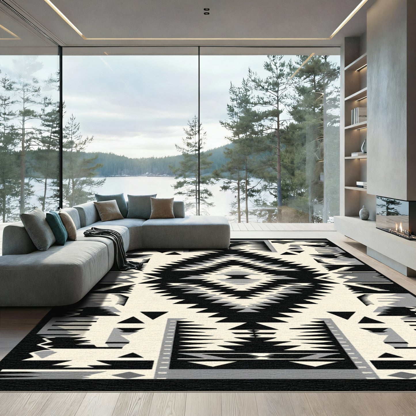 Monochromatic Geometric Southwestern Diamond Rug