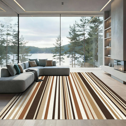 Rich Earth Tone Parallel Bands Rug