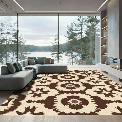 Rich Earthy Brown Medallion Floral Rug