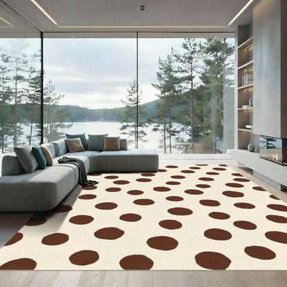 Cream Brown Polka Dot Scatter Rug