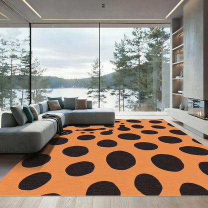 Orange Black Organic Dot Composition Rug