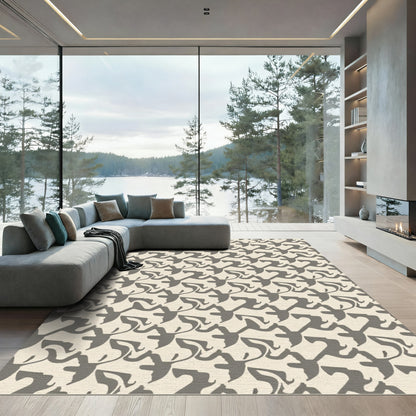 Taupe Abstract Contemporary Repeating Form Rug