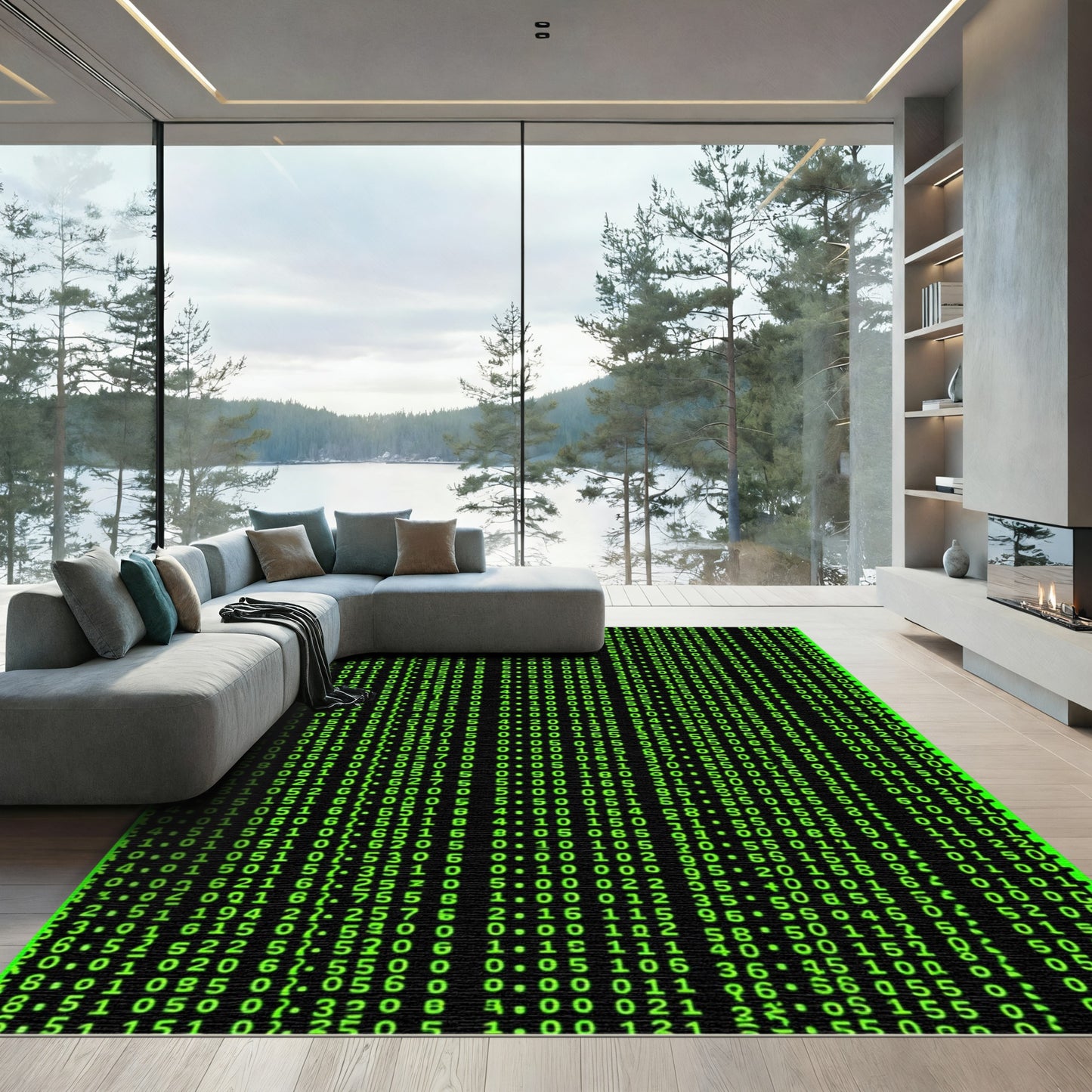 Digital Green Numeric Field Rug