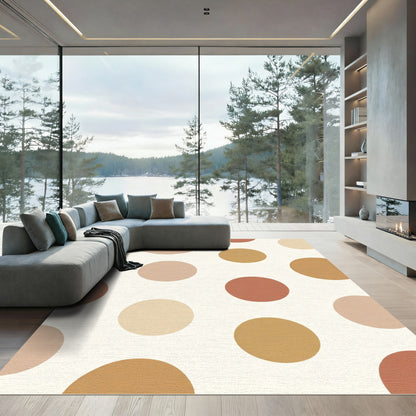 Earthy Tone Polka Dot Round Rug