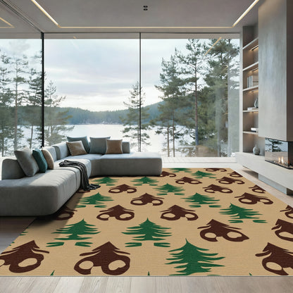Retro Pine Tree Forest Duo Rug