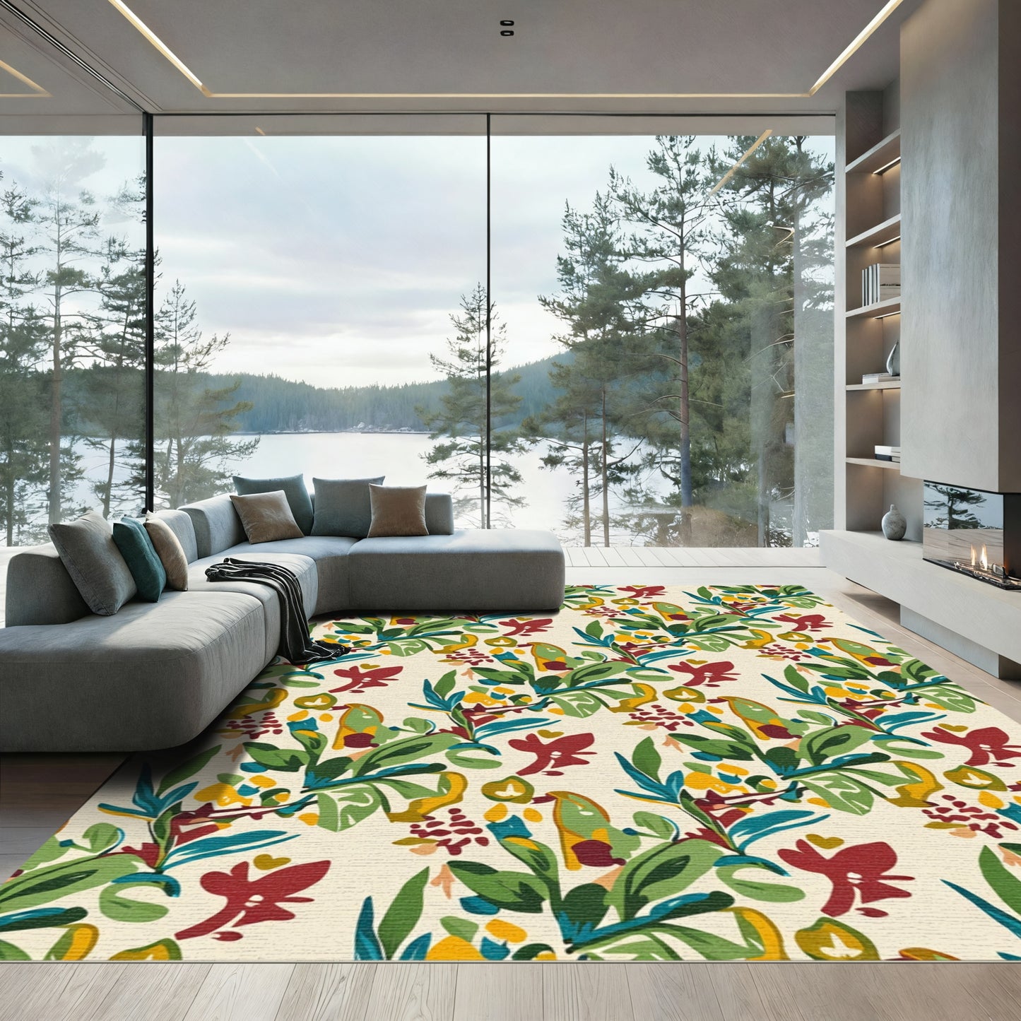 Vibrant Autumn Foliage Botanical Collage Rug