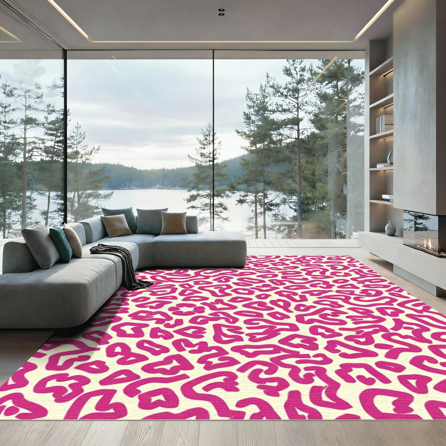 Bold Pink Leopard Spots Rug