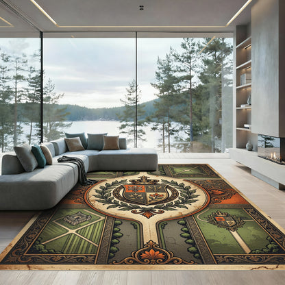 Ornate Crest Garden Scrollwork Rug