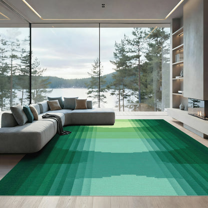 Emerald Green Pixelated Curves Rug
