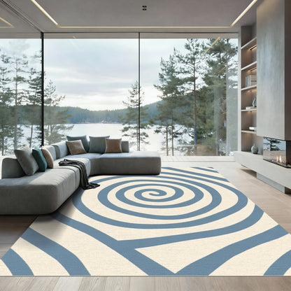 Dusty Blue Swirl Organic Pattern Rug