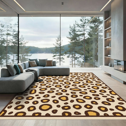 Golden Leopard Spots Texture Rug