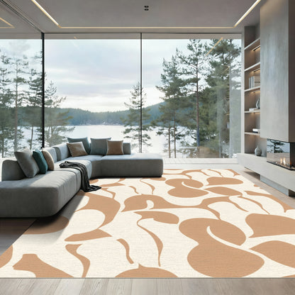 Neutral Abstract Organic Swirl Rug