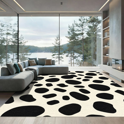 Cream Black Spotted Organic Shapes Rug