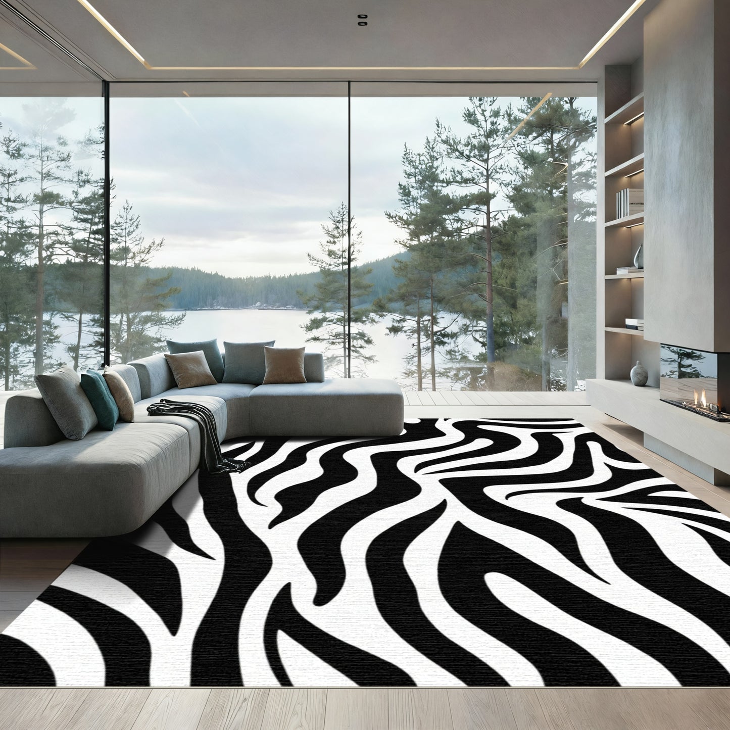 Bold Black White Animal Hide Rug