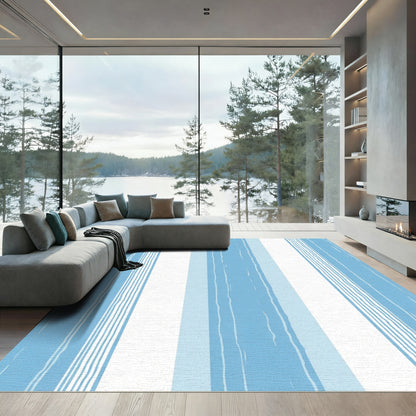 Sky Blue Watercolor Stripe Variation Rug