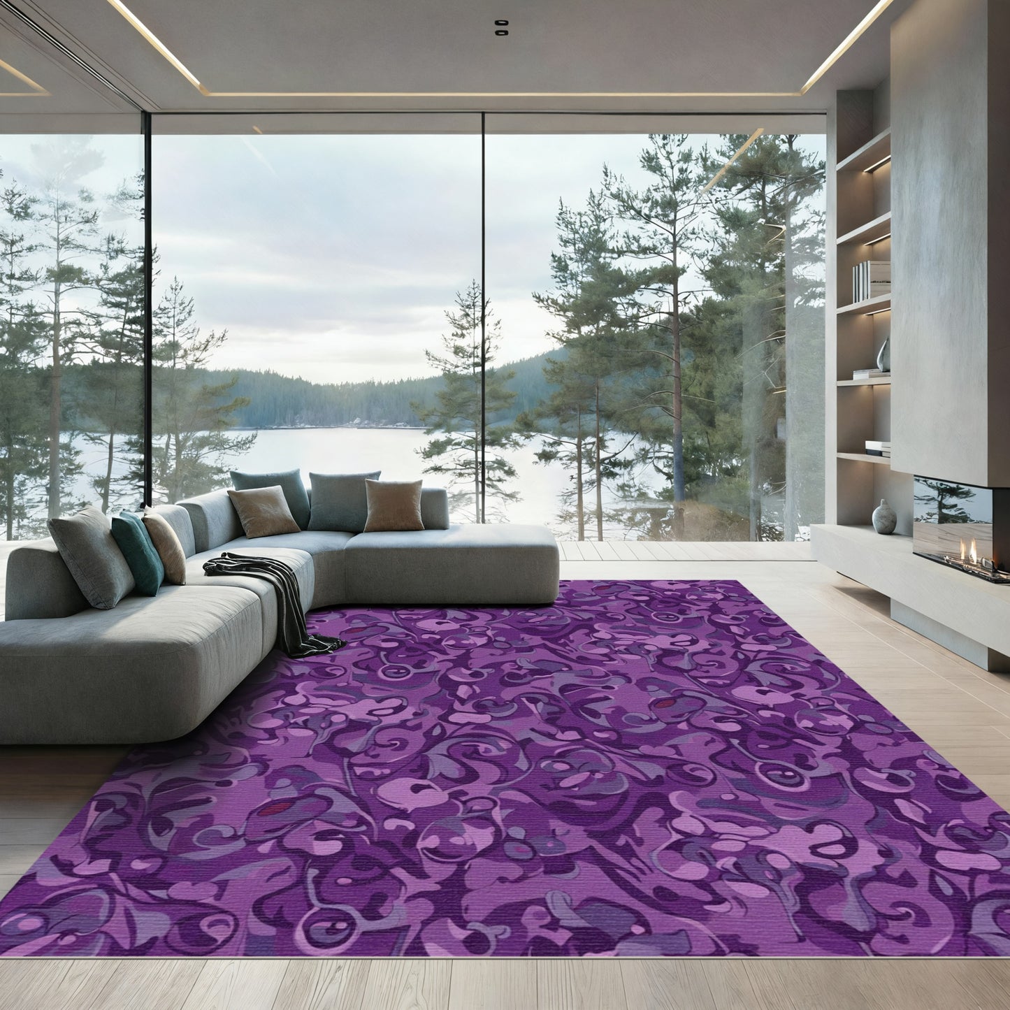 Amethyst Swirl Art Nouveau Rug