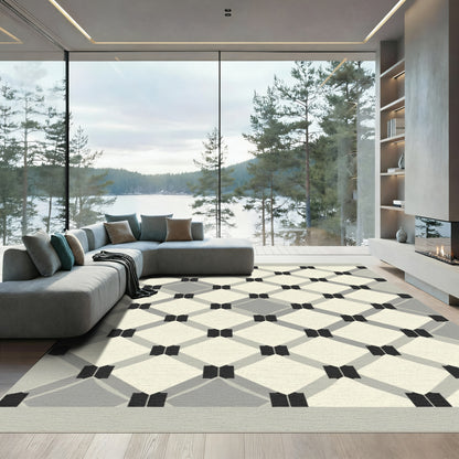 Cream Gray Diamond Interlock Rug