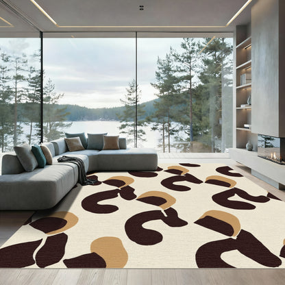 Earthy Brown Abstract Leopard Spots Rug